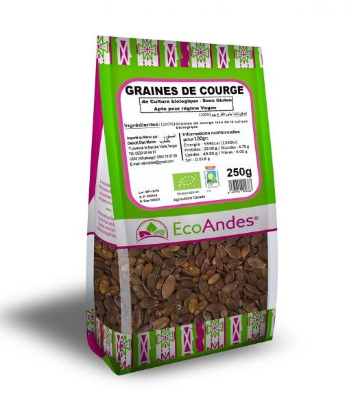 EcoAndes bio Agadir, EcoAndes bio Casablanca, EcoAndes bio Maroc, EcoAndes bio Marrakech, EcoAndes bio Rabat, EcoAndes bio Tanger, EcoAndes Graines de courge bio Maroc, farine de noix de coco bio Maroc, farine de noix de coco bio sans gluten Agadir, farine de noix de coco bio sans gluten Casablanca, farine de noix de coco bio sans gluten Marrakech, farine de noix de coco bio Tanger, farine de pois chiches bio Casablanca, farine de pois chiches bio Maroc, farine de pois chiches bio Rabat, farine de pois chiches bio Tanger, farine de quinoa real bio, farine de quinoa real bio Agadir, farine de quinoa real bio Casablanca, farine de quinoa real bio Maroc, farine de quinoa real bio Marrakech, farine de quinoa real bio Tanger, farine de riz sans gluten bio Casablanca, farine de riz sans gluten bio Maroc, farine de riz sans gluten bio Marrakech, farine de riz sans gluten bio Rabat, farine de riz sans gluten bio Tanger, flocons de quinoa sans gluten bio Agadir, flocons de quinoa sans gluten bio Casablanca, flocons de quinoa sans gluten bio Maroc, flocons de quinoa sans gluten bio Marrakech, flocons de quinoa sans gluten bio Tanger, graines de chia sans gluten bio Agadir, graines de chia sans gluten bio Casablanca, graines de chia sans gluten bio Maroc, graines de chia sans gluten bio Marrakech, graines de chia sans gluten bio Tanger, graines de courge bio, graines de courge bio Casablanca, graines de courge bio Marrakech, graines de courge bio Tanger