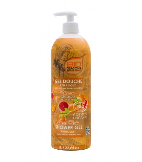 Gel Douche Extra Doux Argumes sans sulfates 1L Bio Seasons Maroc