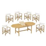 Table Octogonale Extensible avec 6 chaises pliables acacia Maroc