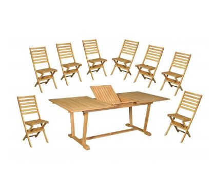 Table Rectangulaire Extensible avec 8 chaises pliables Maroc