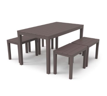 Table Rectangulaire samoa avec 4 banc timor Maroc